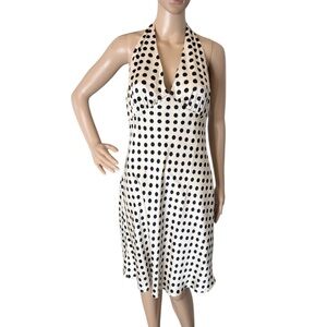 Abercrombie & Fitch Knee Length Polka Dot Ivory Black Dress